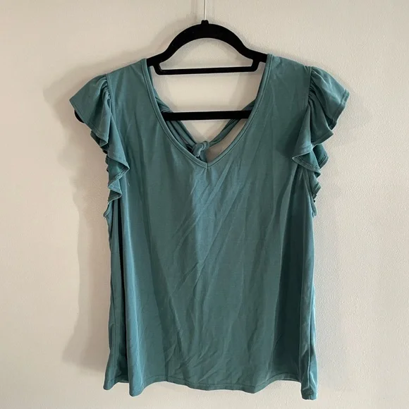 Green Envelope | Tops | Green Envelope Los Angeles Sleeveless Top With  Sleeve Ruffles And Tie Back | Poshmark